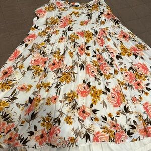 Torrid Cream Pleated Midi Dress for Casual Resort Wear- POCKETS!!